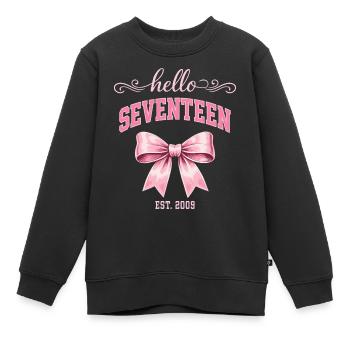 Hallo Siebzehn, 17-Jähriger ist 2009 Geburtstagsknoten - Kinder Premium Organic Sweatshirt - Schwarz - Vorne - AI Model Kid Female (0cm)