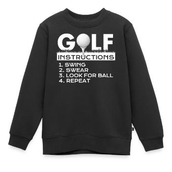 Instructions de golf Jurons de swing Répéter l’humour - Sweat Premium enfant bio - noir - Devant - AI Model Kid Female (0cm)