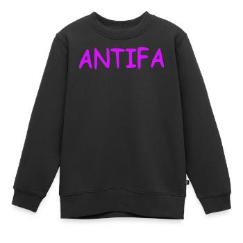 Antifa - lilas - Sweat Premium enfant bio - noir - Devant - AI Model Kid Female (0cm)
