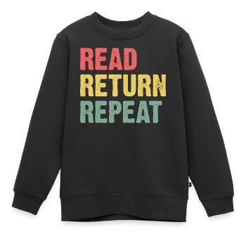 Read Return Repeat - Pastell Typo - Kinder Premium Organic Sweatshirt - Schwarz - Vorne - AI Model Kid Female (0cm)