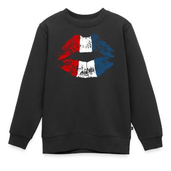 Néerlandais Holland Kiss Lipstick Couleur Hollande - Sweat Premium enfant bio - noir - Devant - AI Model Kid Female (0cm)