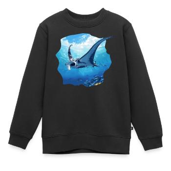 Raies Manta Raies - Sweat Premium enfant bio - noir - Devant - AI Model Kid Female (0cm)