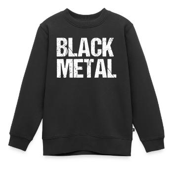 Texte vieilli Black Metal - Sweat Premium enfant bio - noir - Devant - AI Model Kid Female (0cm)