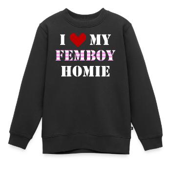 Inscription drôle mon pote Femboy - Sweat Premium enfant bio - noir - Devant - AI Model Kid Female (0cm)