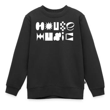 House Musique Typographie sophistiquée design de logo T-shirt - Sweat Premium enfant bio - noir - Devant - AI Model Kid Female (0cm)