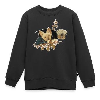 Yorkshirehunde im Herbstlaub - Kinder Premium Organic Sweatshirt - Schwarz - Vorne - AI Model Kid Female (0cm)