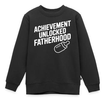 Succès Débloqué Paternité - Sweat Premium enfant bio - noir - Devant - AI Model Kid Female (0cm)