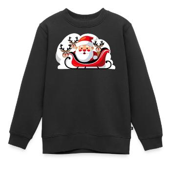 Weihnachts-Santa im Schlitten mit Rentieren - Kinder Premium Organic Sweatshirt - Schwarz - Vorne - AI Model Kid Female (0cm)