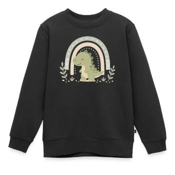 Niedlicher Dino Regenbogen – Kindergartenkind Dino - Kinder Premium Organic Sweatshirt - Schwarz - Vorne - AI Model Kid Female (0cm)