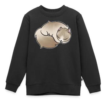 Schlafende Fluff-Katze - Kinder Premium Organic Sweatshirt - Schwarz - Vorne - AI Model Kid Female (0cm)