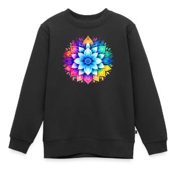 Fleur Mandala Bohème Colorée - Sweat Premium enfant bio - noir - Devant - AI Model Kid Female (0cm)
