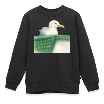Mouette de la mer du Nord Oiseau Wadden. - Sweat Premium enfant bio - noir - Devant - AI Model Kid Female (0cm)