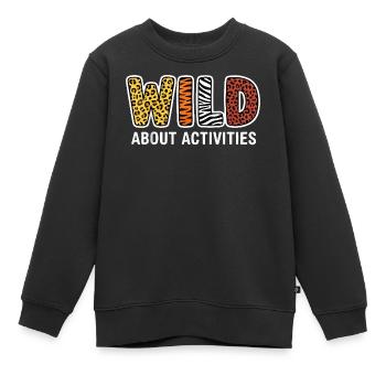 Passionné d’activités Motifs animaux - Sweat Premium enfant bio - noir - Devant - AI Model Kid Female (0cm)