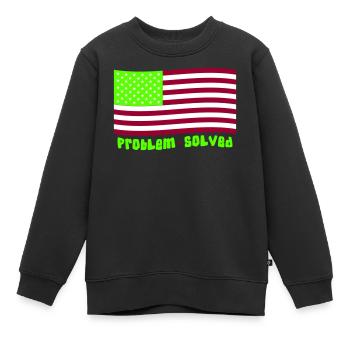Problem Solved - Kids Premium Organic Sweatshirt - black - Front - AI Model Kid Female (0cm)