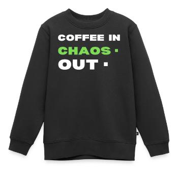Coffee in chaos. Out  - Kids Premium Organic Sweatshirt - black - Front - AI Model Kid Female (0cm)