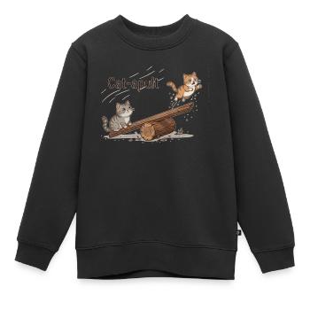 Catapult Katzenabenteuer - Kinder Premium Organic Sweatshirt - Schwarz - Vorne - AI Model Kid Female (0cm)