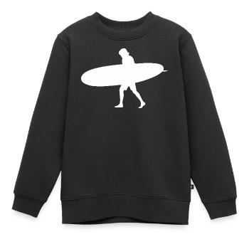 Silhouette Surfer on Surfboard - Kids Premium Organic Sweatshirt - black - Front - AI Model Kid Female (0cm)