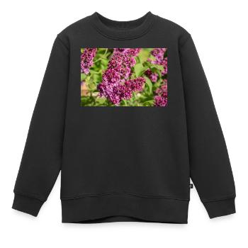 Fliederblüten: Zarte Frühlingsboten - Kinder Premium Organic Sweatshirt - Schwarz - Vorne - AI Model Kid Female (0cm)