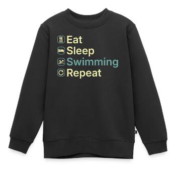 Eat Sleep Swimming Repeat Funny Swimmer Gift - Kids Premium Organic Sweatshirt - black - Front - AI Model Kid Female (0cm)
