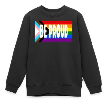 Texte du drapeau de la fierté - Sweat Premium enfant bio - noir - Devant - AI Model Kid Female (0cm)