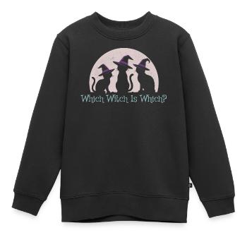 Spooky Black Cat Halloween - Which Witch Is Which - Kids Premium Organic Sweatshirt - black - Front - AI Model Kid Female (0cm)
