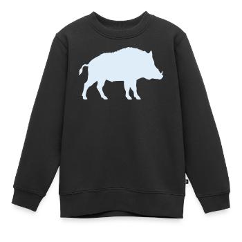 Blaues Wildschwein Silhouette - Kinder Premium Organic Sweatshirt - Schwarz - Vorne - AI Model Kid Female (0cm)