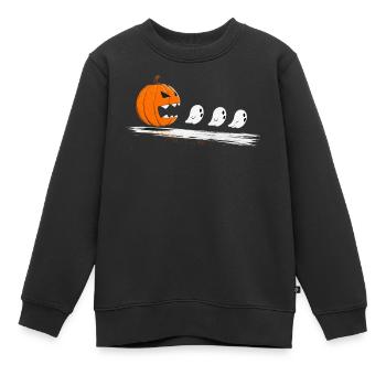 Halloween Nostalgie Gamer Kürbis Geister Motiv - Kinder Premium Organic Sweatshirt - Schwarz - Vorne - AI Model Kid Female (0cm)