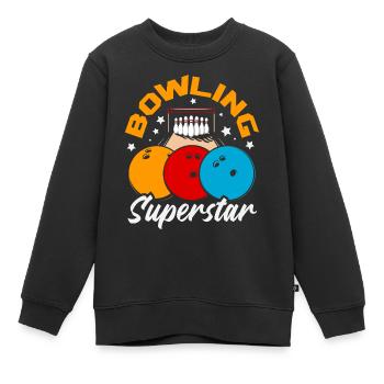 Bowling Superstar Kugeln Pins - Kinder Premium Organic Sweatshirt - Schwarz - Vorne - AI Model Kid Female (0cm)