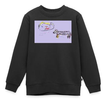 The square was empty, yet the dog refused to leave - Kids Premium Organic Sweatshirt - black - Front - AI Model Kid Female (0cm)