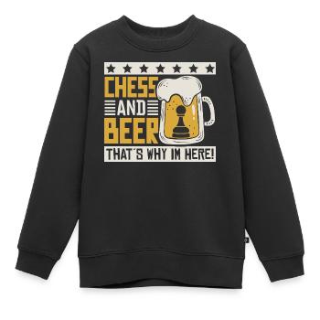 Échiquier des joueurs d’échecs - Sweat Premium enfant bio - noir - Devant - AI Model Kid Female (0cm)