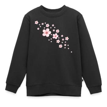 Illustration délicate de fleurs de cerisier - Sweat Premium enfant bio - noir - Devant - AI Model Kid Female (0cm)