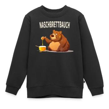 Naschbrettbauch Lustiger Honigbär - Kinder Premium Organic Sweatshirt - Schwarz - Vorne - AI Model Kid Female (0cm)