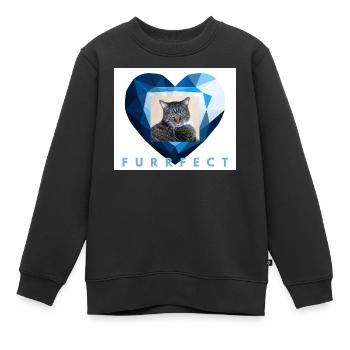 Furrfect Blue Diamond Heart Tabby-Katzen-Ästhetik - Kinder Premium Organic Sweatshirt - Schwarz - Vorne - AI Model Kid Female (0cm)