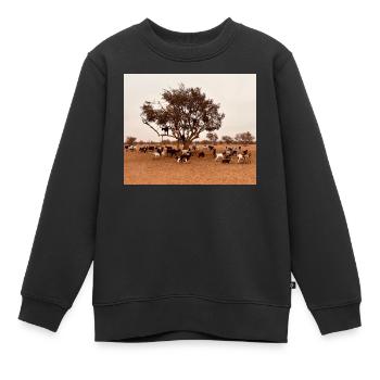 Ziegen unter einem Baum in der Savanne - Kinder Premium Organic Sweatshirt - Schwarz - Vorne - AI Model Kid Female (0cm)
