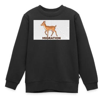 Illustration des cerfs migrateurs - Sweat Premium enfant bio - noir - Devant - AI Model Kid Female (0cm)
