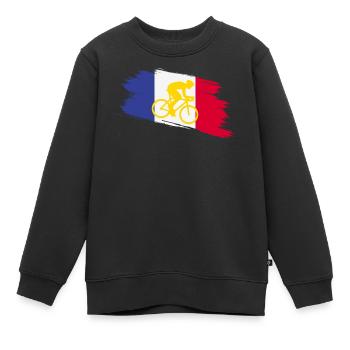 Frankreich Flagge mit Fahrrad – Cycling Design - Kinder Premium Organic Sweatshirt - Schwarz - Vorne - AI Model Kid Female (0cm)