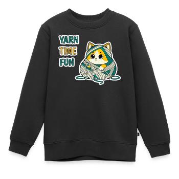 Art cadeau cadeau en laine mignonne Kitty Baby Cat Kawaii - Sweat Premium enfant bio - noir - Devant - AI Model Kid Female (0cm)