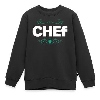 Chef-Logo mit eleganten Ornamentlinien - Kinder Premium Organic Sweatshirt - Schwarz - Vorne - AI Model Kid Female (0cm)