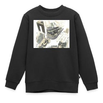 Luftige Stadtarchitektur im Looplayout - Kinder Premium Organic Sweatshirt - Schwarz - Vorne - AI Model Kid Female (0cm)