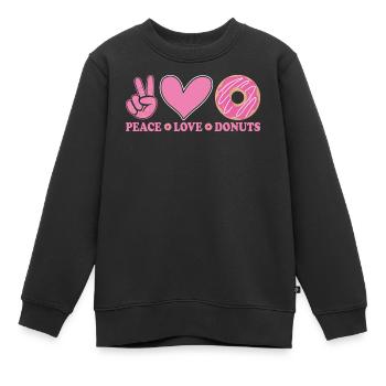 Beignets Paix et Amour - Sweat Premium enfant bio - noir - Devant - AI Model Kid Female (0cm)