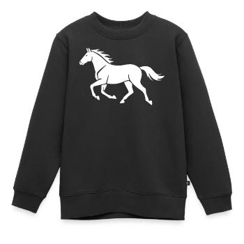 Cavalier cadeau silhouette de cheval blanc - Sweat Premium enfant bio - noir - Devant - AI Model Kid Female (0cm)