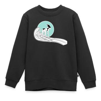 Surfer Girl Shirt mit Illustration - Kinder Premium Organic Sweatshirt - Schwarz - Vorne - AI Model Kid Female (0cm)