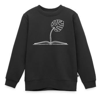 Livre de feuilles de Monstera de croissance - Sweat Premium enfant bio - noir - Devant - AI Model Kid Female (0cm)