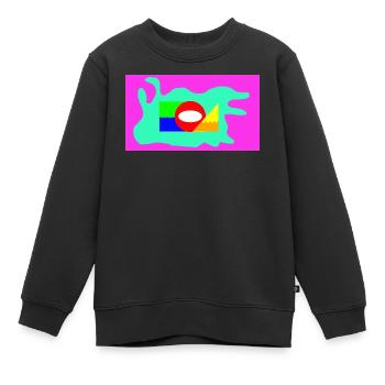 Néon en collage géométrique de blocs de couleur - Sweat Premium enfant bio - noir - Devant - AI Model Kid Female (0cm)