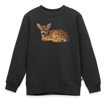 Sternenflecken Rehkitz - Kinder Premium Organic Sweatshirt - Schwarz - Vorne - AI Model Kid Female (0cm)