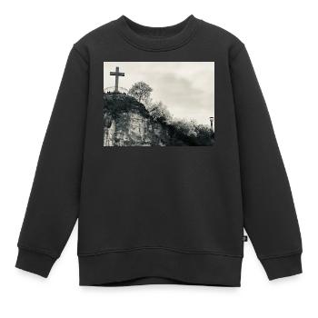 Stone Hill avec croix - Sweat Premium enfant bio - noir - Devant - AI Model Kid Female (0cm)