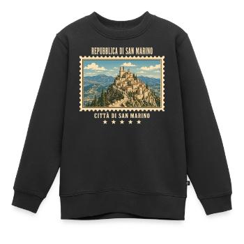 San Marino Città di San Marino Vintage Reisemarke - Kinder Premium Organic Sweatshirt - Schwarz - Vorne - AI Model Kid Female (0cm)