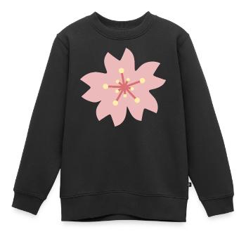 Blush Sakura Petal Bloom - Sweat Premium enfant bio - noir - Devant - AI Model Kid Female (0cm)