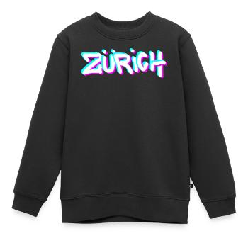 Graffiti néon de Zurich - Sweat Premium enfant bio - noir - Devant - AI Model Kid Female (0cm)