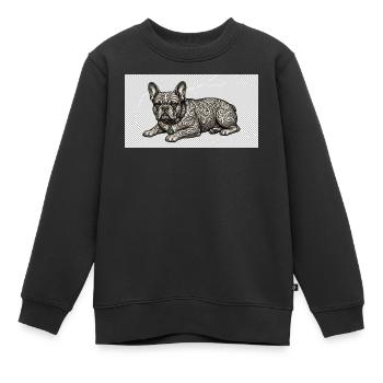 Ornate Bulldog Tattoo Muster - Kinder Premium Organic Sweatshirt - Schwarz - Vorne - AI Model Kid Female (0cm)